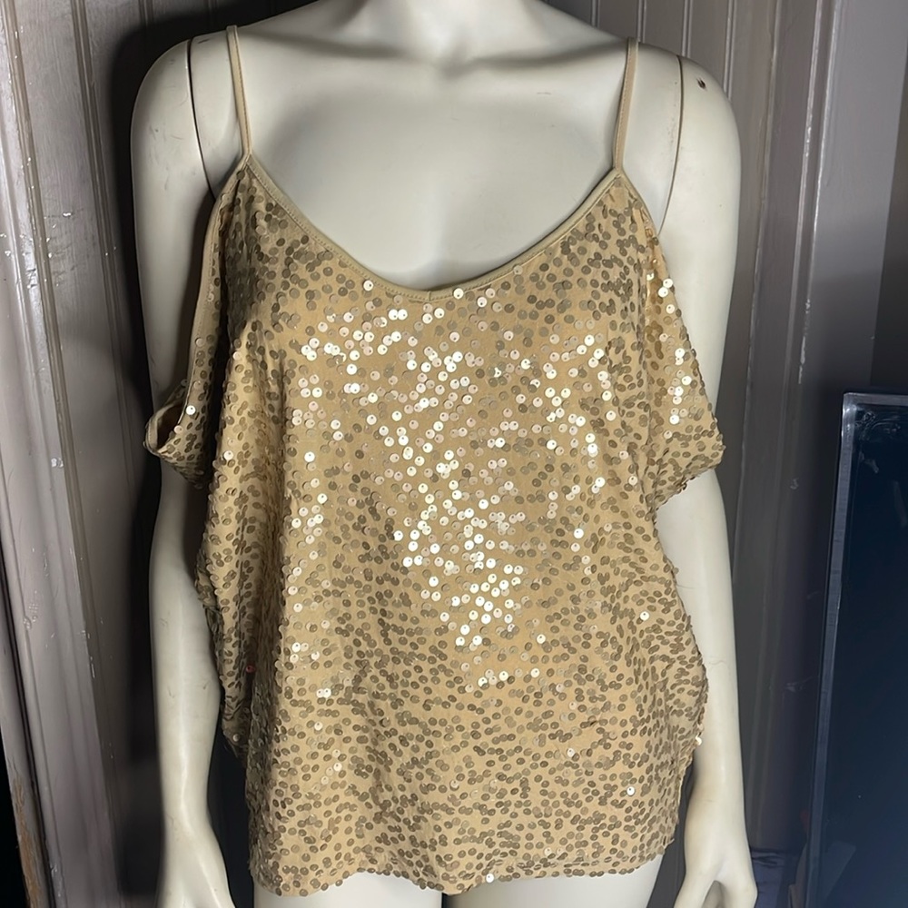 Gold Sequin Tank Top International Concepts Size Medium Large
